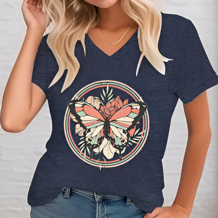 Gisela | Gedruckte Bluse mit V-Ausschnitt