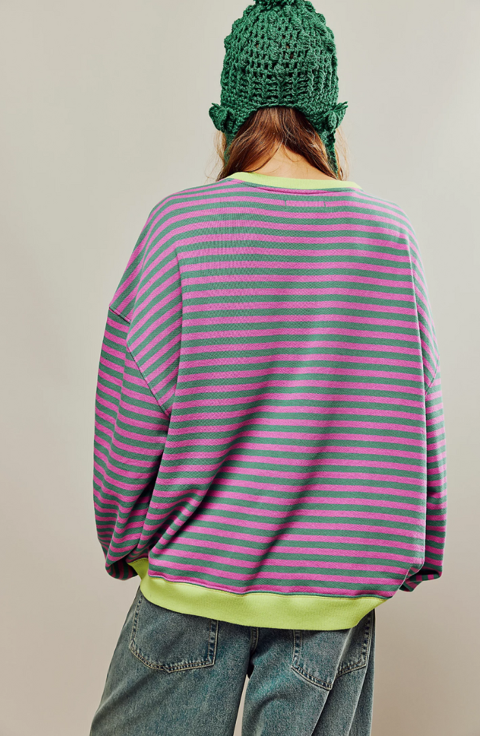 Gestreiftes Sweatshirt in Übergröße für Damen