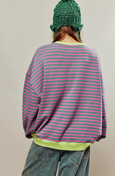 Gestreiftes Sweatshirt in Übergröße für Damen