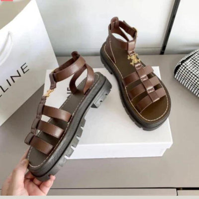Sazzy | Elegante Sandalen mit Riemchen und goldener Akzent-Schnalle