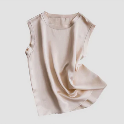 Greta | Edle Ärmellose Satinbluse