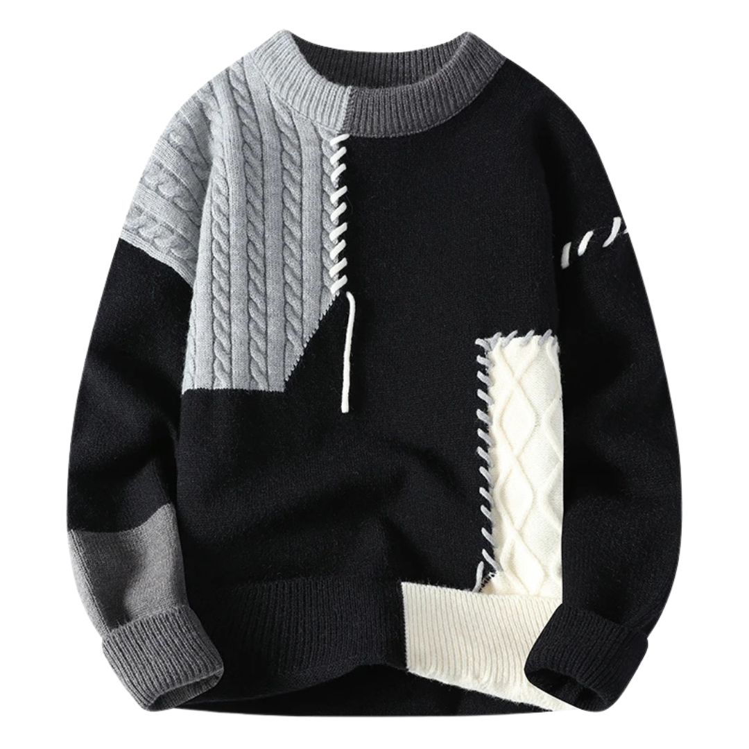 Patchwork-Strickpullover | Kreatives Design | Lässige Passform