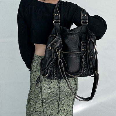 Retro Leder Tote Tasche