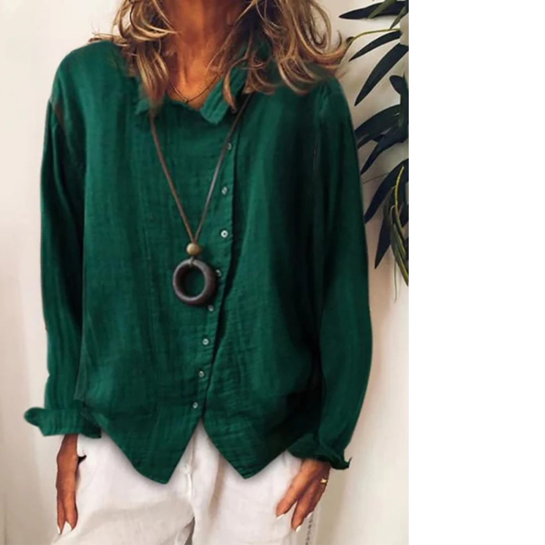 Stefanie | Lässige lange Hemdbluse aus Baumwoll-Leinen