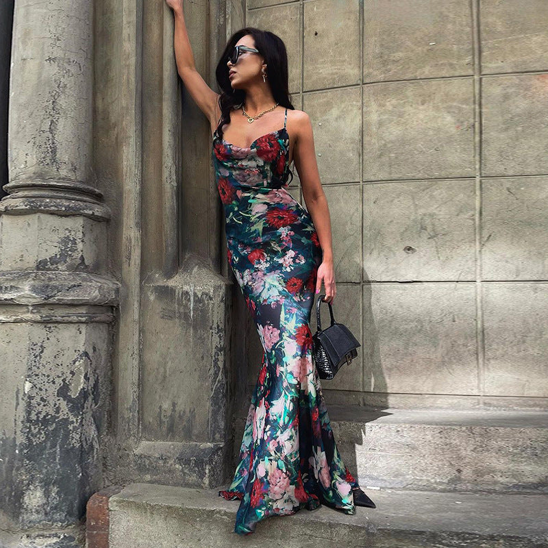 Maxikleid mit Spaghettiträgern | Florales Muster | Elegante Silhouette