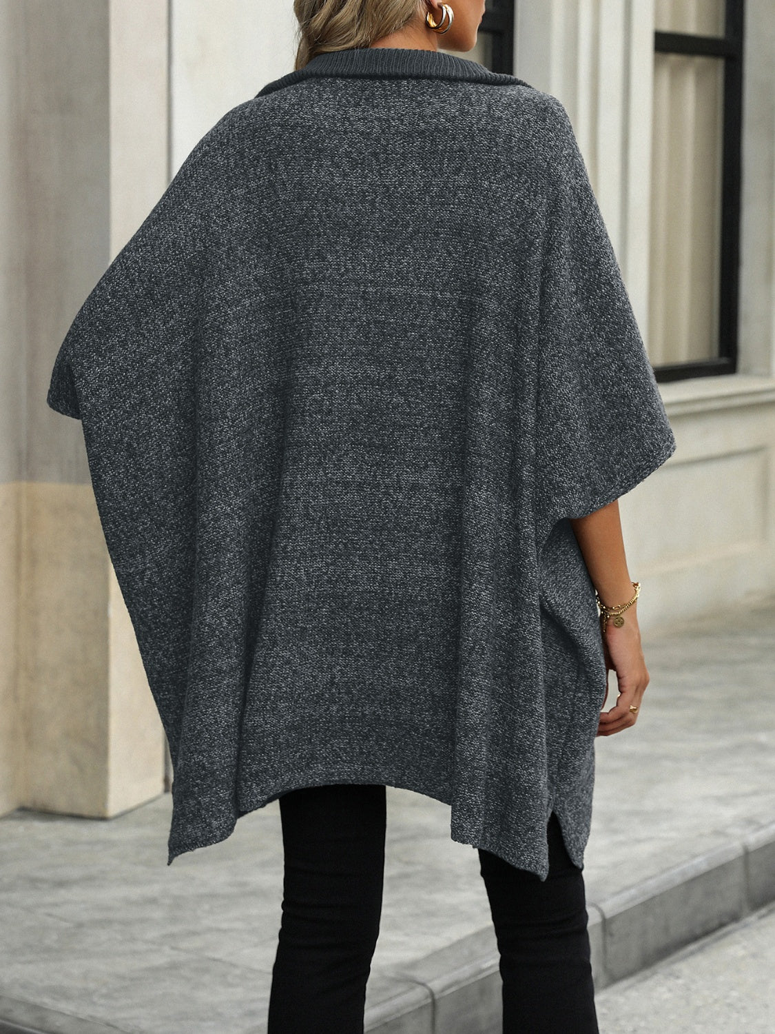 Übergroßer Pullover mit halbem Reißverschluss für Damen