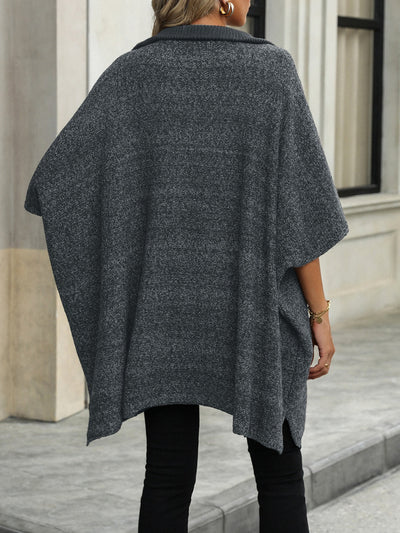 Übergroßer Pullover mit halbem Reißverschluss für Damen