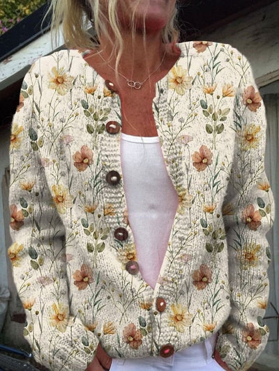 Feline | Stylisches Blumenmuster-Strickjacke