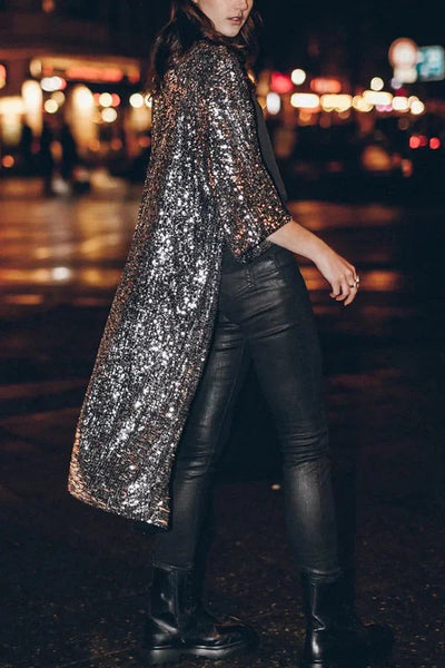 Heidi® | Disco Glamour Pailletten-Kimono mit Glockenärmeln