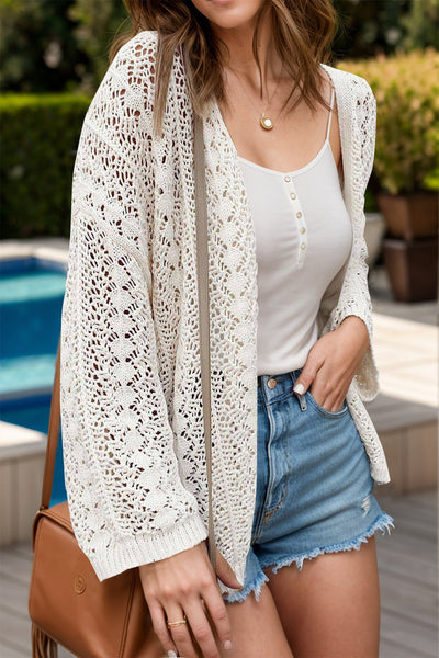 Gehäkelte Strickjacke | Offenes Design | Lässige Eleganz