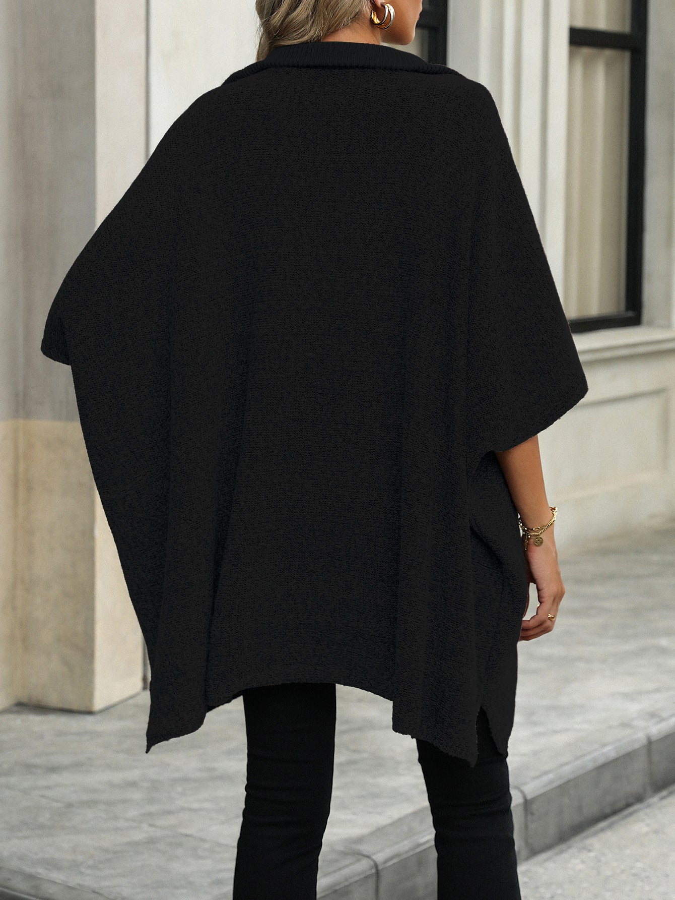 Übergroßer Pullover mit halbem Reißverschluss für Damen