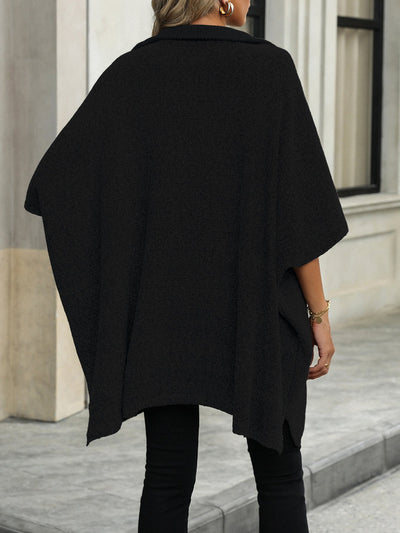Übergroßer Pullover mit halbem Reißverschluss für Damen