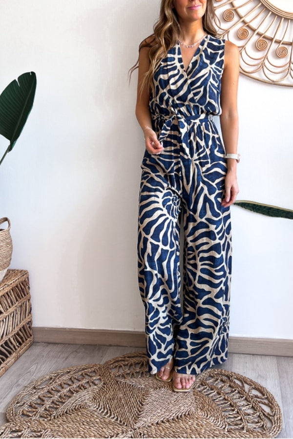 Fiorella® | Sommeranzug-Overall mit Swirl-Print, ärmellos
