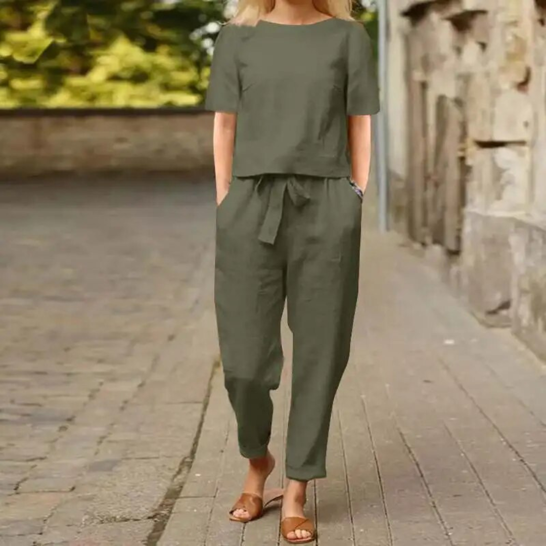 Madeleine - Elegantes und Bequemes Zweiteiliges Leinen-Set für Damen