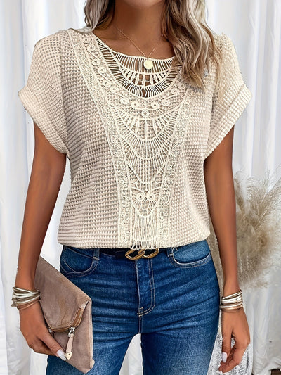 Häkel-Top mit Kurzarm | Boho-Design | Luftiger Schnitt