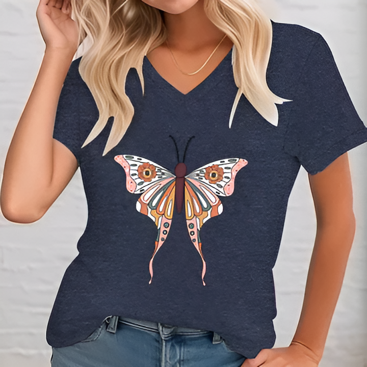 Angelika | Gedruckte Bluse mit V-Ausschnitt