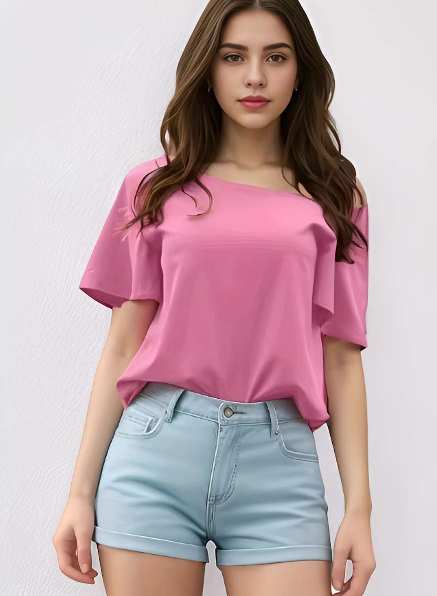 Elke | Trendige Bluse mit Spitzensaum
