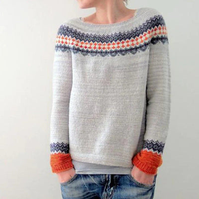 Modischer Print-Rundhals-Pullover für Damen