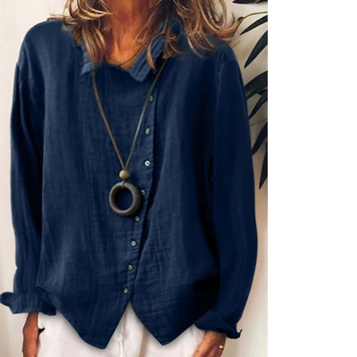 Stefanie | Lässige lange Hemdbluse aus Baumwoll-Leinen