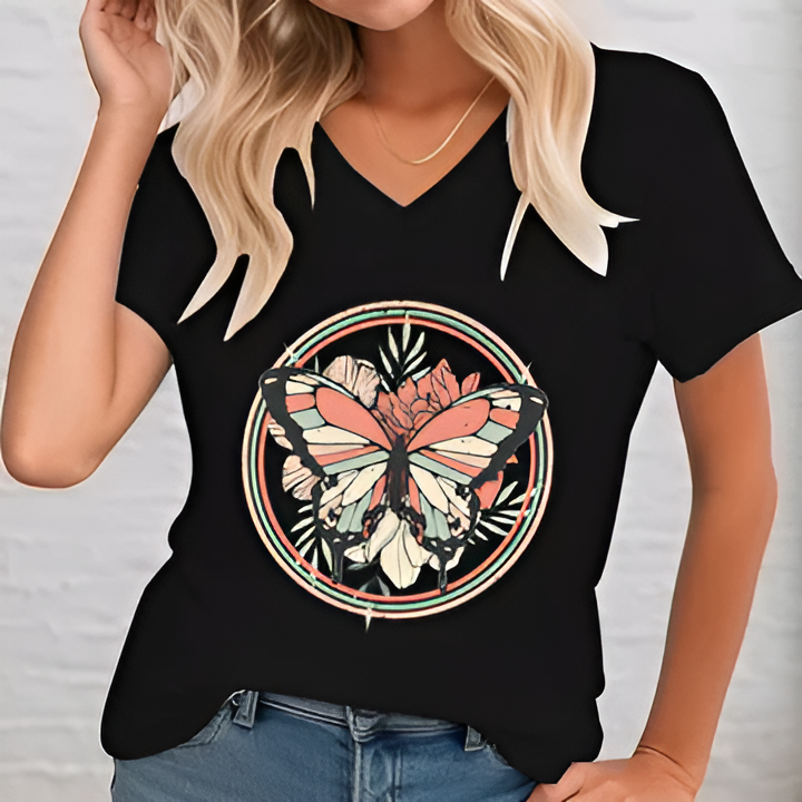 Gisela | Gedruckte Bluse mit V-Ausschnitt