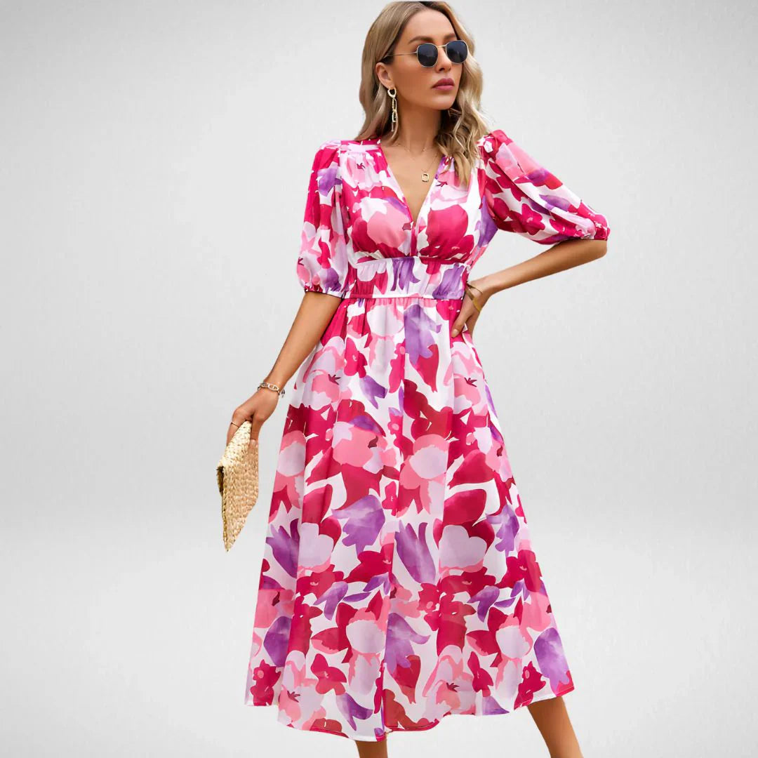 Elegantes Maxikleid | Grafischer Print & Taillierter Schnitt | Luftig & Modern