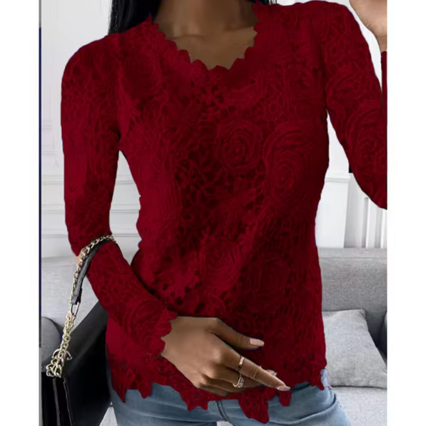 Hallie – elegantes Spitzentop mit blumenmuster