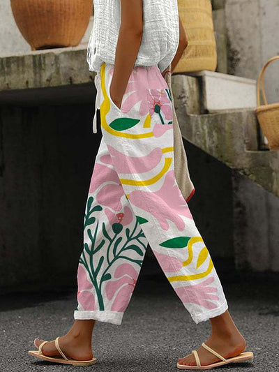 Leinenhose mit Blumenmuster | Lässig & Sommerlich | Bequemer Schnitt