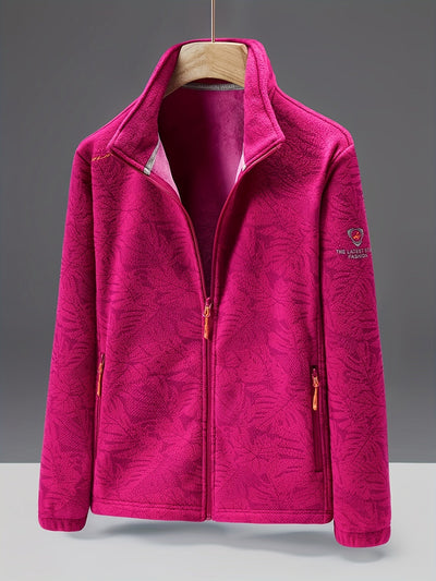 Damen-Fleecejacke mit durchgehendem Reißverschluss | Outdoor-Jacke mit Rollkragen