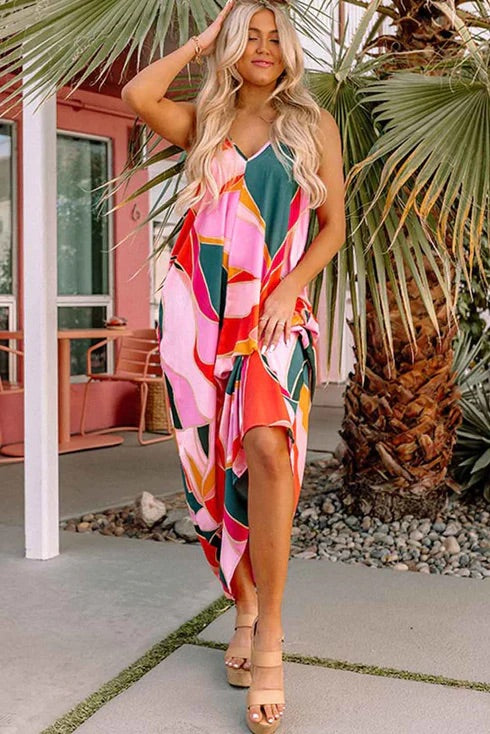 Hannah® | Ärmelloses Slip-Maxikleid mit Boho-Print