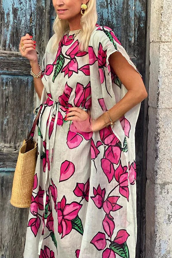 Chloe® | Lockeres Maxikleid mit Blumendruck und Dolman-Ärmeln und Gürtel