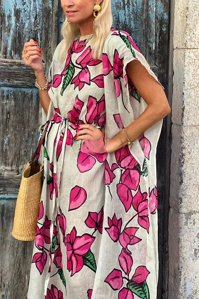 Chloe® | Lockeres Maxikleid mit Blumendruck und Dolman-Ärmeln und Gürtel