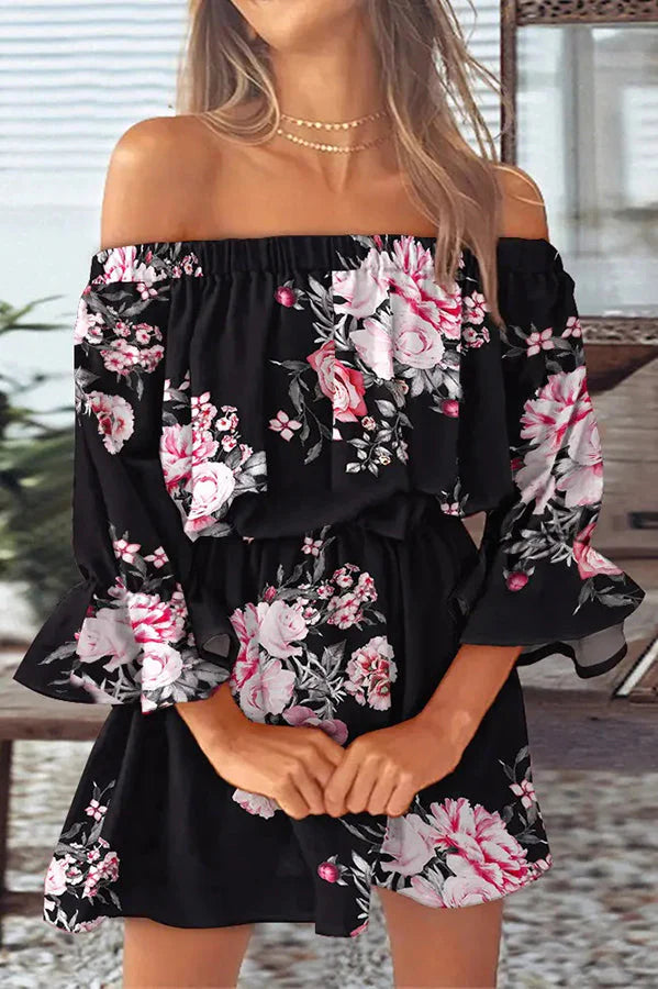 Florencia® | Bedrucktes schulterfreies Minikleid
