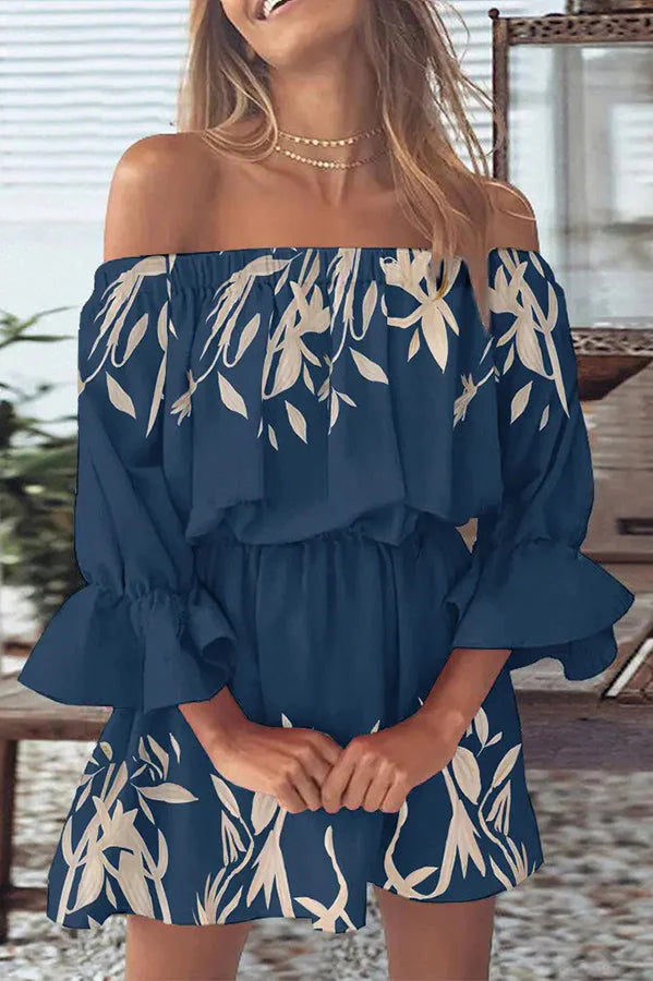 Florencia® | Bedrucktes schulterfreies Minikleid