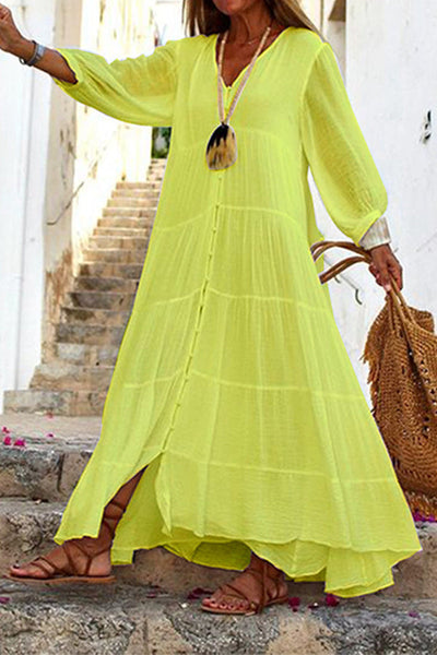 Simona® | Gemustertes Kleid aus Baumwolle und Leinen „Sabine“.