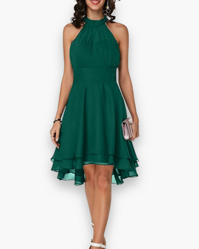 Damen Elegantes Rüschendes Kleid | Midi Festliches Kleid