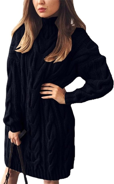 Lockeres Strickkleid mit Rollkragen für Damen