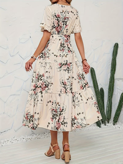 Venna | Elegantes Blumiges Maxikleid