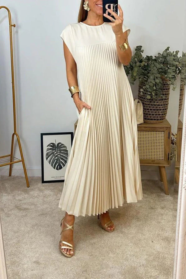 Anita® | Ärmelloses, plissiertes, schlichtes einfarbiges Kleid