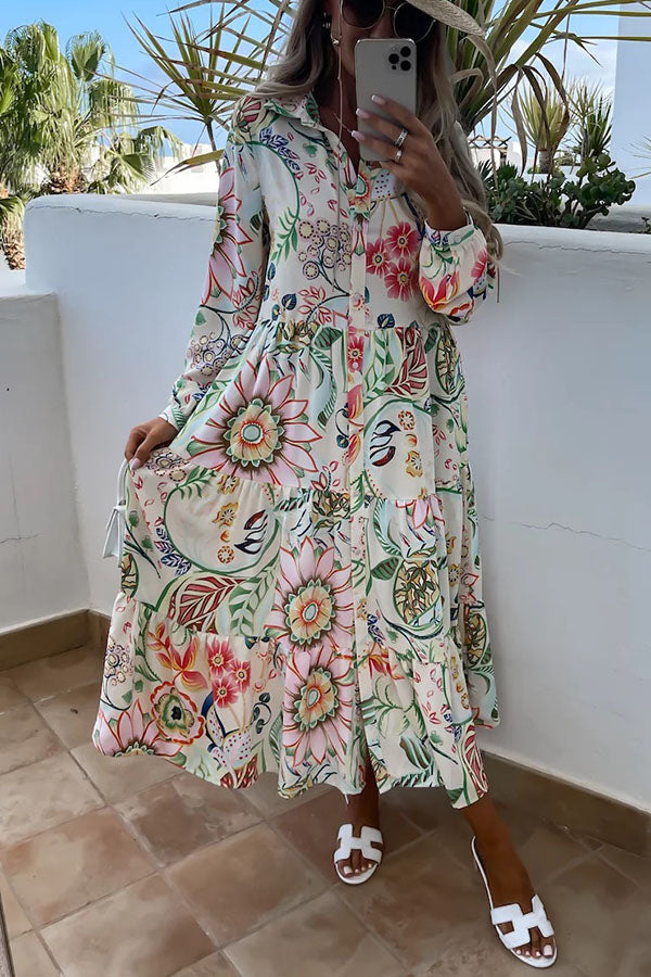 Skye® | Geblümtes Hemd-Midikleid
