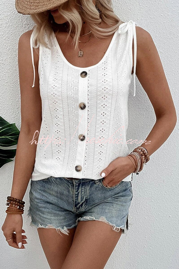 Sherry® | Tanktop mit Knöpfen und durchbrochenen Ausschnitten