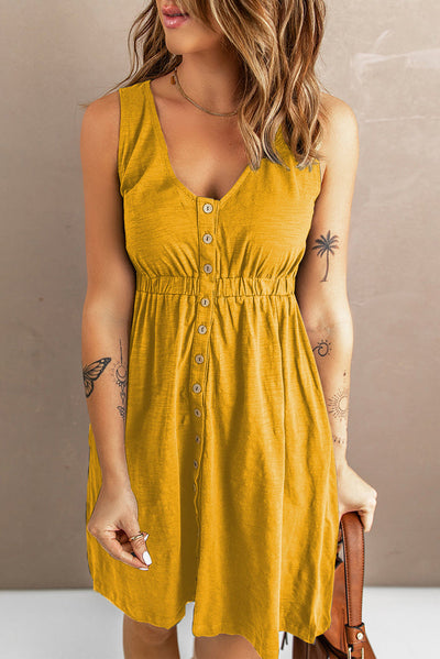 Ärmelloses knöpfbares Sommerkleid