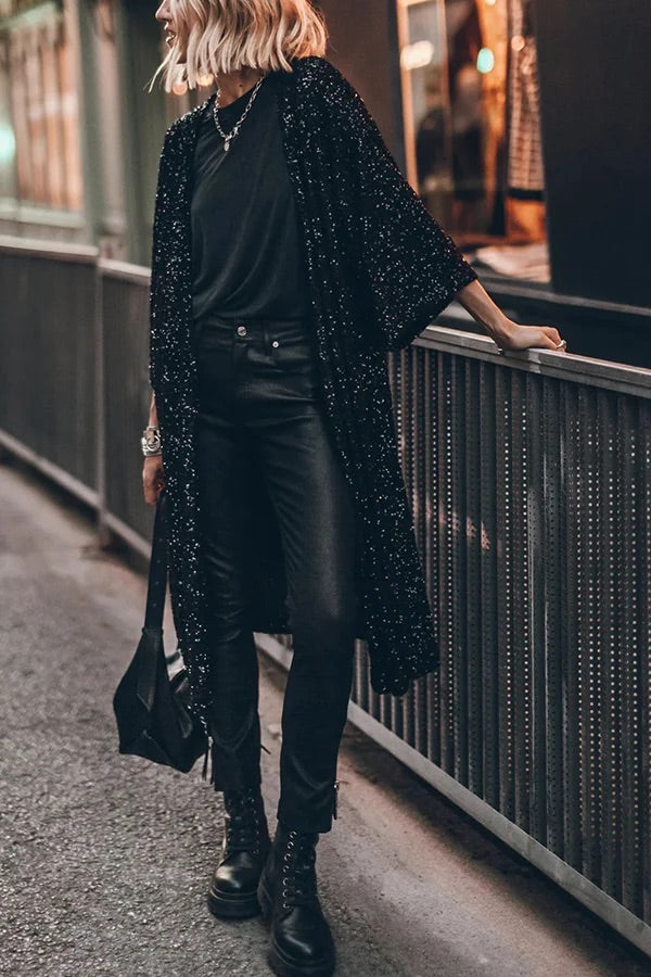 Heidi® | Disco Glamour Pailletten-Kimono mit Glockenärmeln