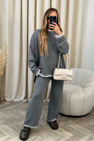 Lavinia – Damen Luxus-Strickpullover und Hosen-Set