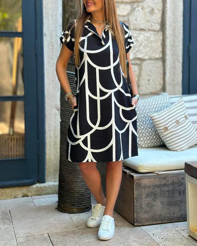 Vivien® | Kurzärmliges Midikleid mit elegantem Print