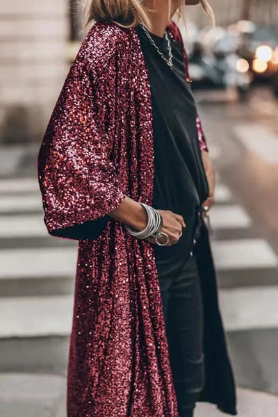 Heidi® | Disco Glamour Pailletten-Kimono mit Glockenärmeln