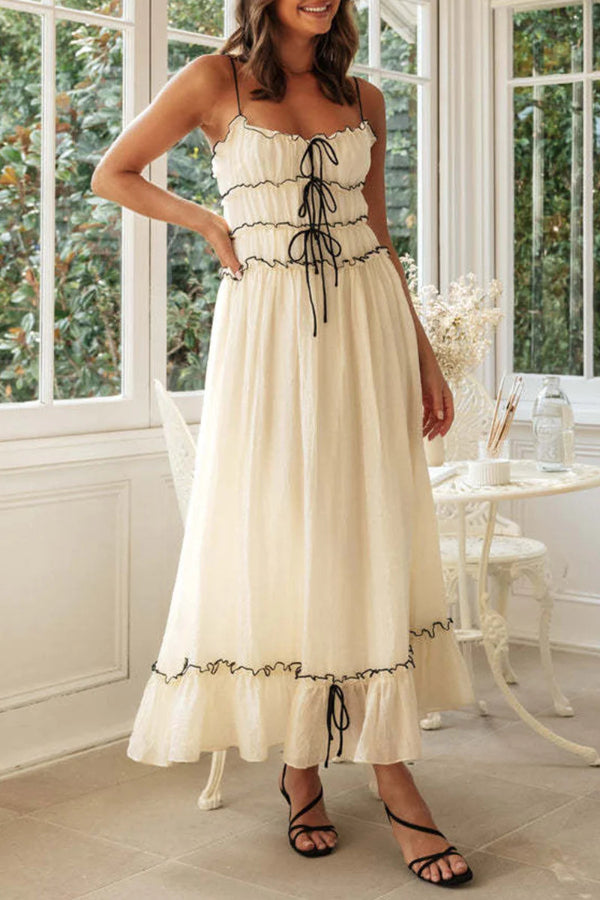 Estela® | Sexy Urlaubskleid mit festem Frenulum, rückenfrei, U-Ausschnitt, Sling-Kleid