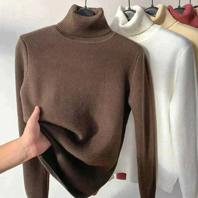 Damen-Rollkragenpullover mit Strickmuster