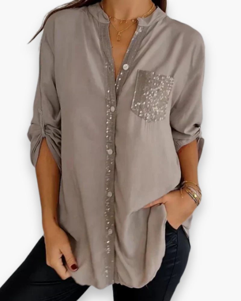 Damen Glitzer Pailletten Top | Festlich Elegant