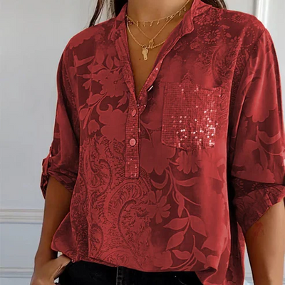 Erika | Langärmlige Bluse mit Blumenmuster