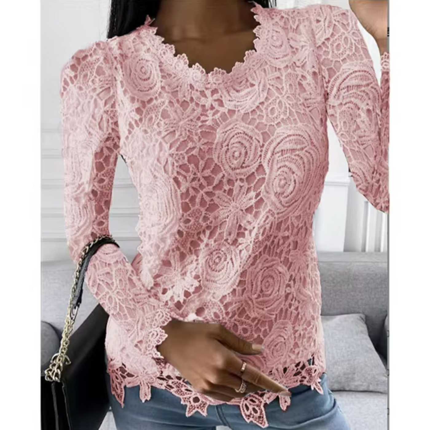 Hallie – elegantes Spitzentop mit blumenmuster